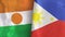 Philippines and Niger two flags textile cloth 3D rendering