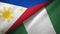 Philippines and Nigeria two flags textile cloth, fabric texture