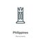 Philippines outline vector icon. Thin line black philippines icon, flat vector simple element illustration from editable monuments