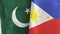 Philippines and Pakistan two flags textile cloth 3D rendering