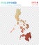 Philippines polygonal map, mosaic style country.