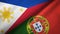 Philippines and Portugal two flags textile cloth, fabric texture