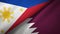 Philippines and Qatar two flags textile cloth, fabric texture