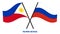 Philippines and Russia Flags Crossed And Waving Flat Style. Official Proportion. Correct Colors