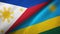 Philippines and Rwanda two flags textile cloth, fabric texture