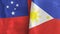 Philippines and Samoa two flags textile cloth 3D rendering