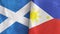 Philippines and Scotland two flags textile cloth 3D rendering