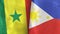 Philippines and Senegal two flags textile cloth 3D rendering