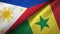 Philippines and Senegal two flags textile cloth, fabric texture