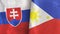 Philippines and Slovakia two flags textile cloth 3D rendering