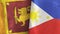 Philippines and Sri Lanka two flags textile cloth 3D rendering