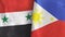 Philippines and Syria two flags textile cloth 3D rendering
