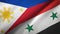 Philippines and Syria two flags textile cloth, fabric texture