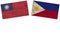 Philippines and Taiwan Flags Together Paper Texture Illustration