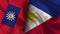 Philippines and Taiwan Realistic Flag â€“ Fabric Texture Illustration