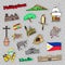 Philippines Travel Set with Architecture and Animals for Prints, Stickers and Badges