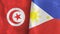 Philippines and Tunisia two flags textile cloth 3D rendering