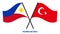 Philippines and Turkey Flags Crossed And Waving Flat Style. Official Proportion. Correct Colors