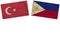 Philippines and Turkey Flags Together Paper Texture Illustration