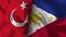 Philippines and Turkey Realistic Flag â€“ Fabric Texture Illustration
