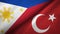 Philippines and Turkey two flags textile cloth, fabric texture