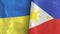 Philippines and Ukraine two flags textile cloth 3D rendering