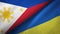 Philippines and Ukraine two flags textile cloth, fabric texture