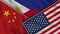 Philippines United States of America China Flags Together Fabric Texture Effect Illustrations