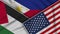 Philippines United States of America Palestine Flags Together Fabric Texture Illustration