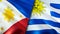 Philippines and Uruguay flags. 3D Waving flag design. Philippines Uruguay flag, picture, wallpaper. Philippines vs Uruguay image,