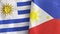 Philippines and Uruguay two flags textile cloth 3D rendering