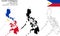 Philippines vector map, flag, borders, mask , capital, area