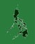 Philippines vector map with single border line boundary using green color area on dark background illustration