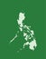 Philippines vector map with single land area using green color on dark background illustration