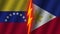 Philippines and Venezuela Flags Together, Fabric Texture, Thunder Icon, 3D Illustration