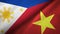 Philippines and Vietnam two flags textile cloth, fabric texture