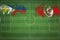 Philippines vs Tunisia Soccer Match, national colors, national flags, soccer field, football game, Copy space