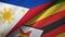 Philippines and Zimbabwe two flags textile cloth, fabric texture