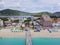 Philipsburg historic city center aerial view, Sint Maarten, Dutch Caribbean