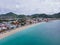 Philipsburg historic city center aerial view, Sint Maarten, Dutch Caribbean