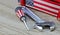 Phillips screwdriver with us flag printed and lock wrench