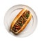 Philly Cheesesteak On White Smooth Round Plate On Isolated Transparent Background U.S. Dish. Generative AI