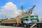 Phinisi ship with loaded truck in Sunda Kelapa Harbor, Jakarta,