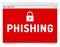 Phishing alert on opened internet browser window with shadow