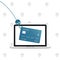 Phishing concept illustration. Phishing credit card data. Credit card on hook. Hack, fraud, cybercrime concept illustration.