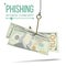 Phishing Money Concept Vector. Financial Bankruptcy. Hacking Attack. Cartoon Illustration