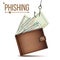 Phishing Money Concept Vector. Internet Security. Cyber Crime. Cartoon Illustration