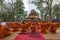 Phitsanulok Province, Thailand-2019 May, Many Buddhism sit down on big pagoda and Signal King Narasuan ,They are pray