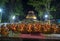 Phitsanulok Province, Thailand-2019 May, Many Buddhism sit down on big pagoda and Signal King Narasuan ,They are pray