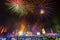 Phitsanulok Province,Thailand - June 2019 Fireworks on mini light and sound for cerebrate King Baromtriloknard